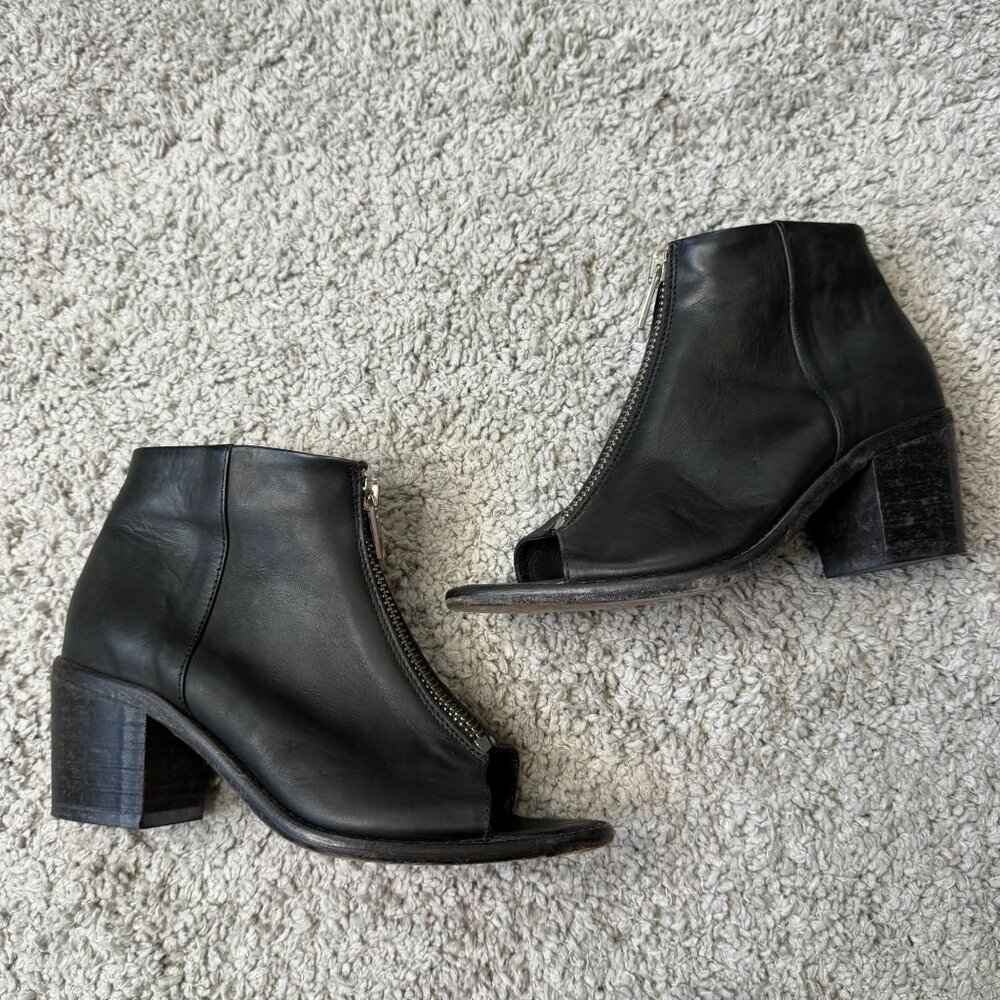 Diesel Chelsea Show Cox Booties Open Toe Zipper Boot Heel Womens 38